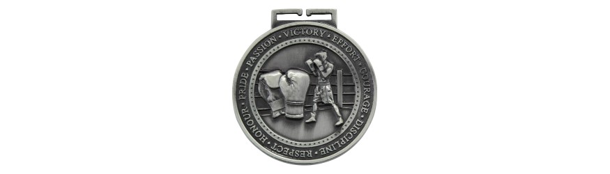 OLYMPIA BOXING MEDAL 70MM - ANTIQUE GOLD, SILVER, BRONZE